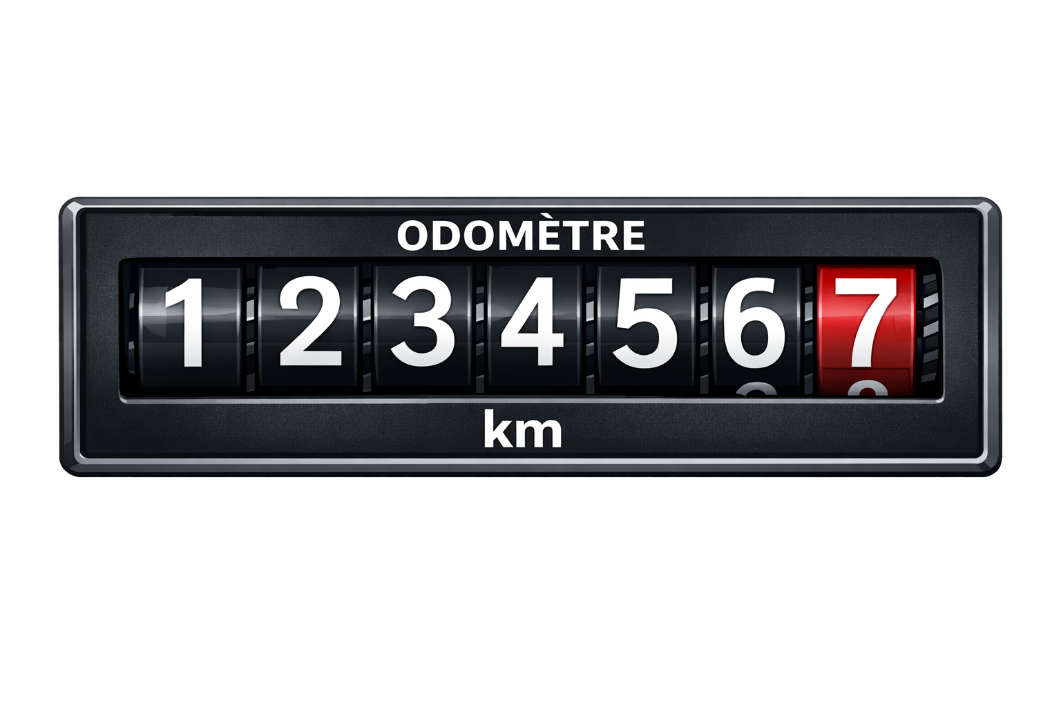 Odomètre automobile affichant un kilométrage, illustration utilisée pour sensibiliser aux fraudes au compteur