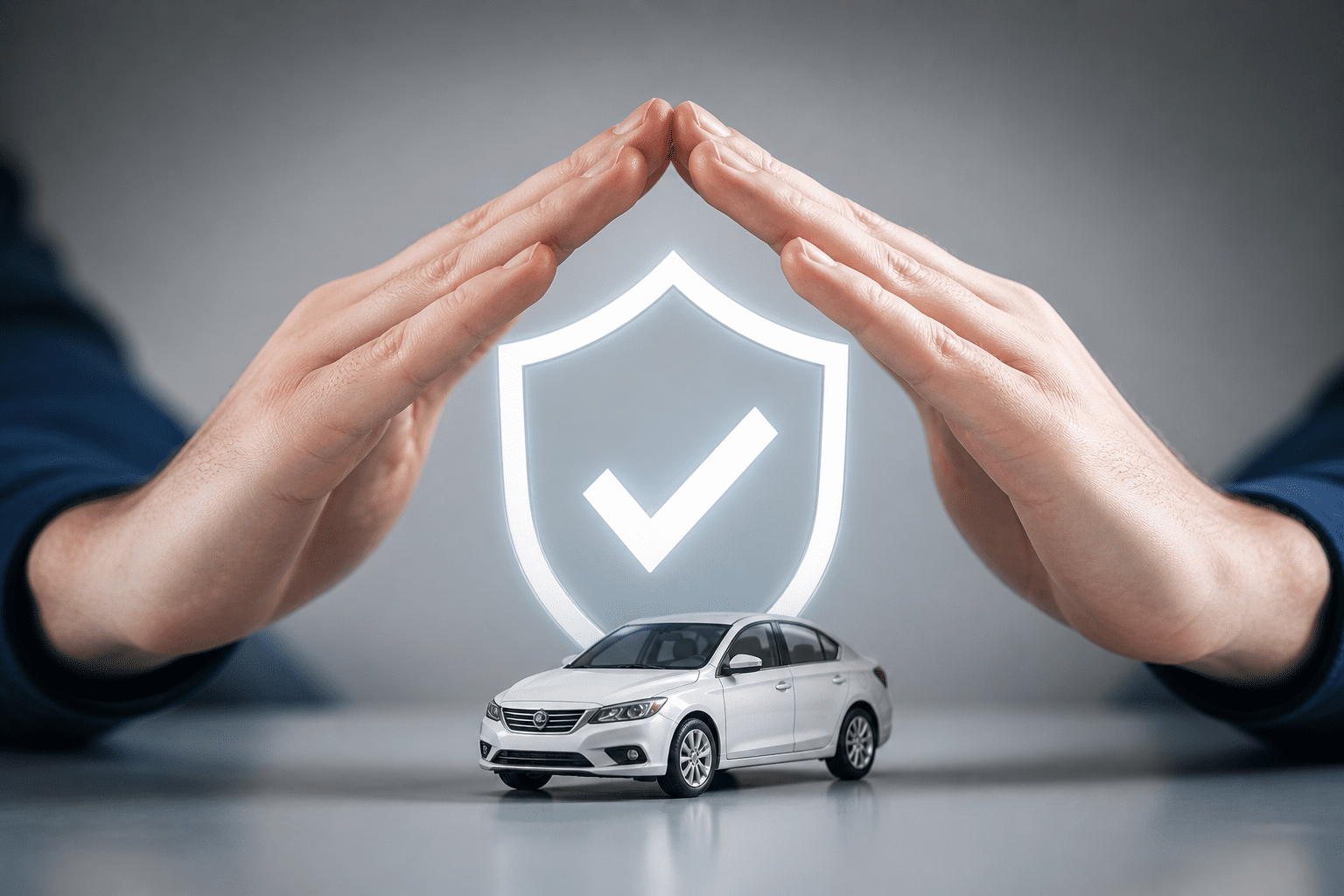 Voiture protégée par un bouclier lumineux symbolisant une garantie prolongée et la sécurité contre les pannes mécaniques